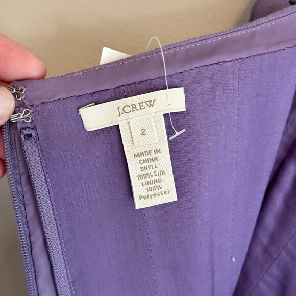 J.Crew Taryn Mini Dress 2 Purple Silk Strapless Chiffon Bridesmaid Cocktail NWT - Picture 10 of 10